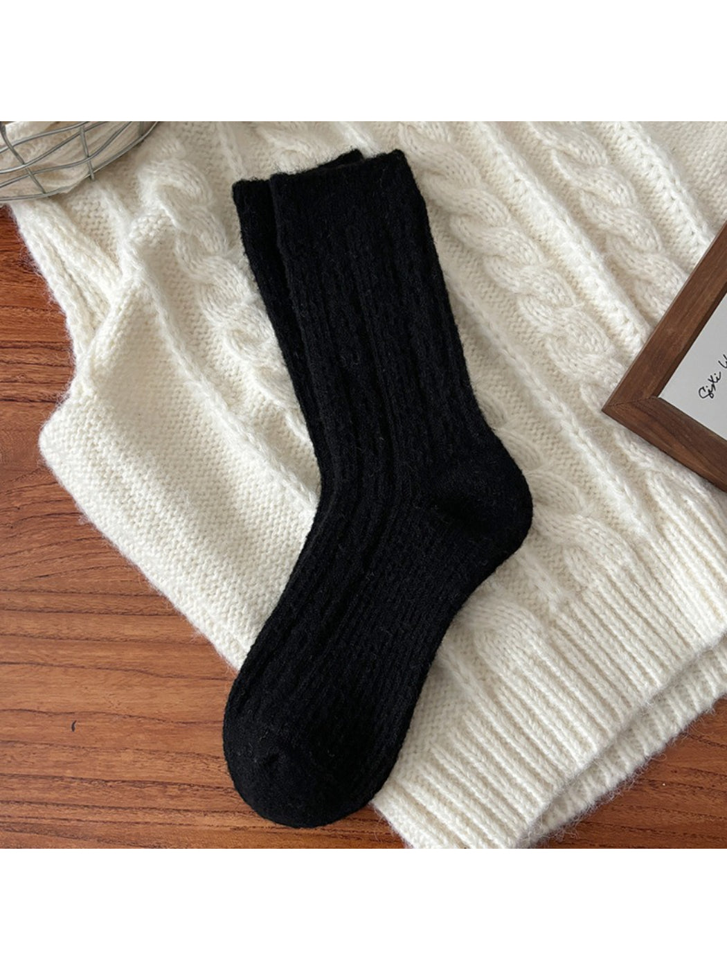 Rufia - Fluffy Soft Rib Knit Crew Socks