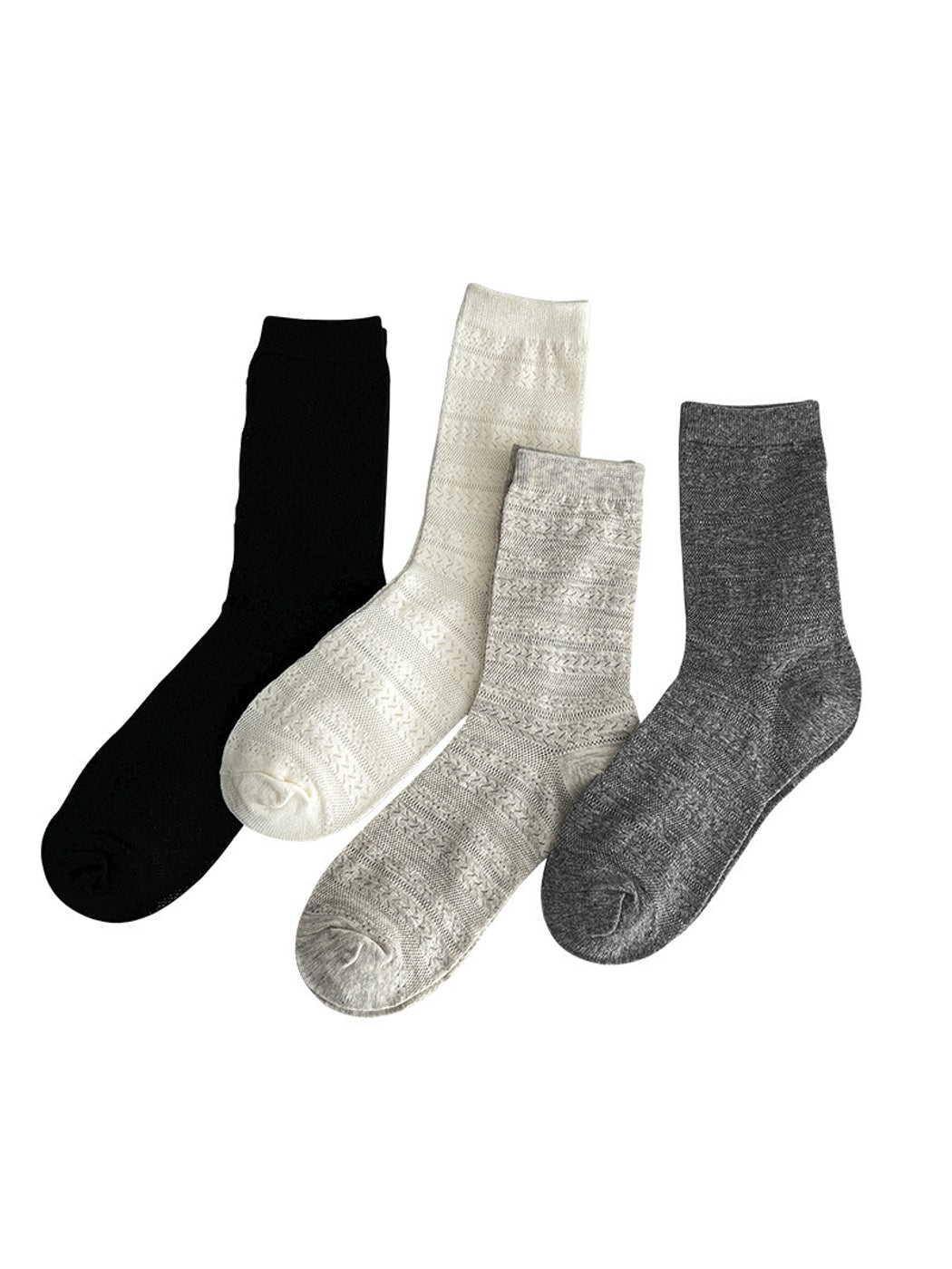 Rufia - Gentle Muted Geometric Openwork Crew Socks