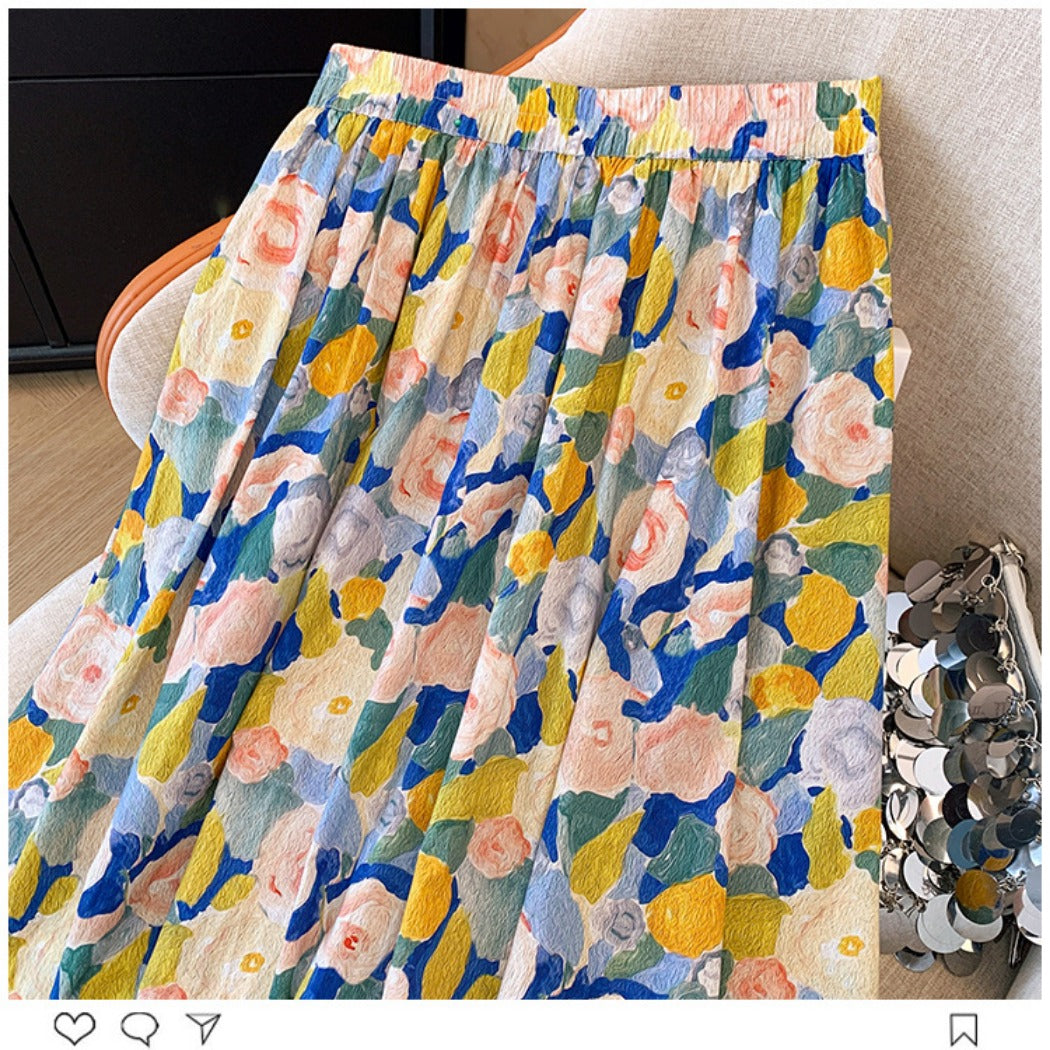 Troposa - Monet Floral A-Line Skirt - Charm & Elegant