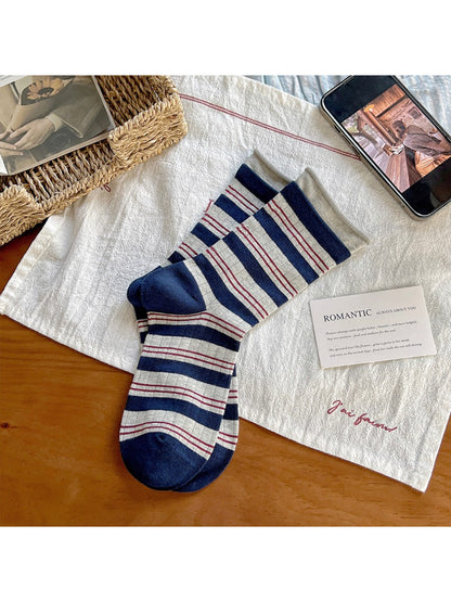 Rufia - Striped Cuff Knit Crew Socks