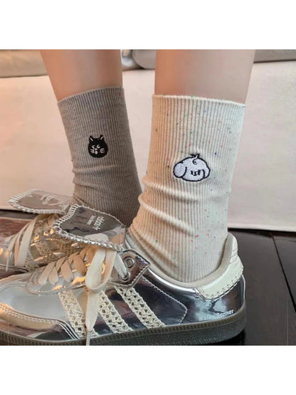 Rufia Cat Face Crew Socks for Women