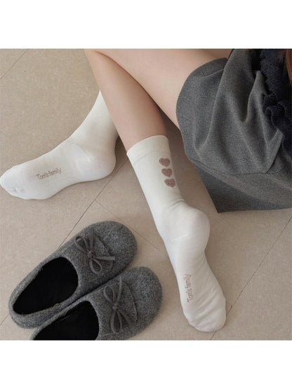Rufia - Cute Heart Pattern Crew Socks