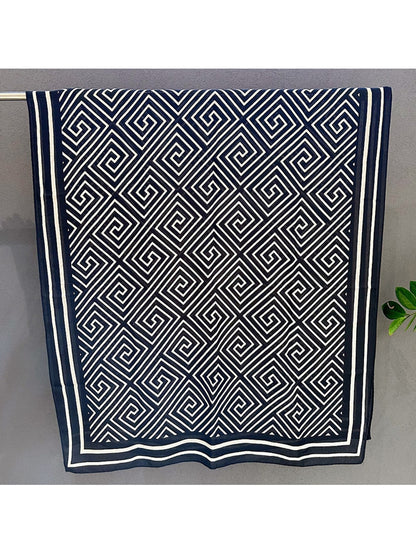 Scarvii - Lightweight Geometric Meander Pattern Wrap Scarf