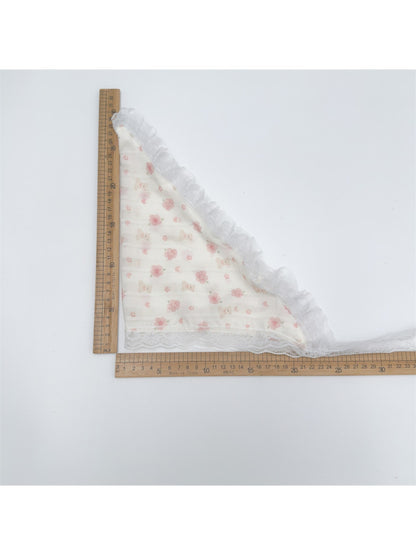 Scarvii - Sweet Print Lace Trim Women's Head Scarf
