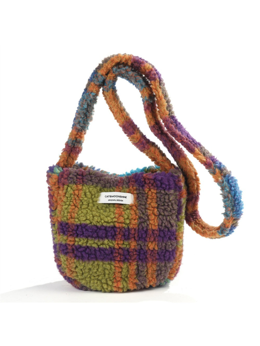 Cosbai - Plush Leopard & Heart Crossbody Bag