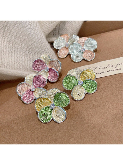 Earwish multicolor floral cluster earrings displayed on a white background