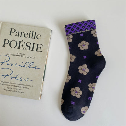 Rufia - Colorful Floral Pattern Mid-Calf Socks