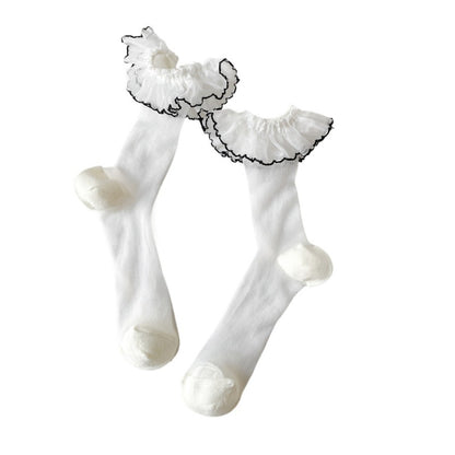 Rufia - Breathable Lace Trim Ballet Socks - Sweet & Soft