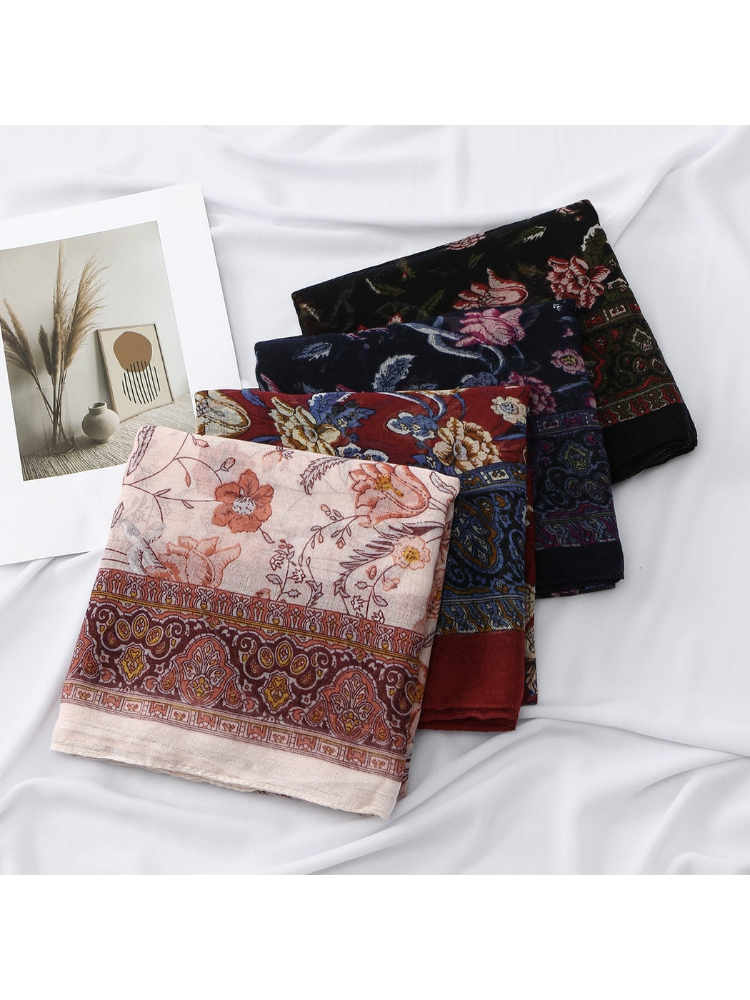 Scarvii - Floral Pattern Lightweight Wrap Scarf