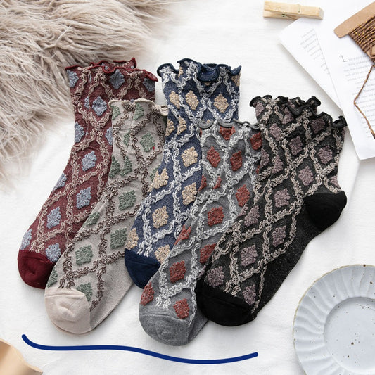 Rufia - Retro Argyle Pattern Women's Socks