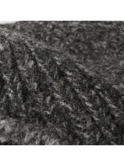 Haila - Braided Pom Earflap Knit Balaclava Hat