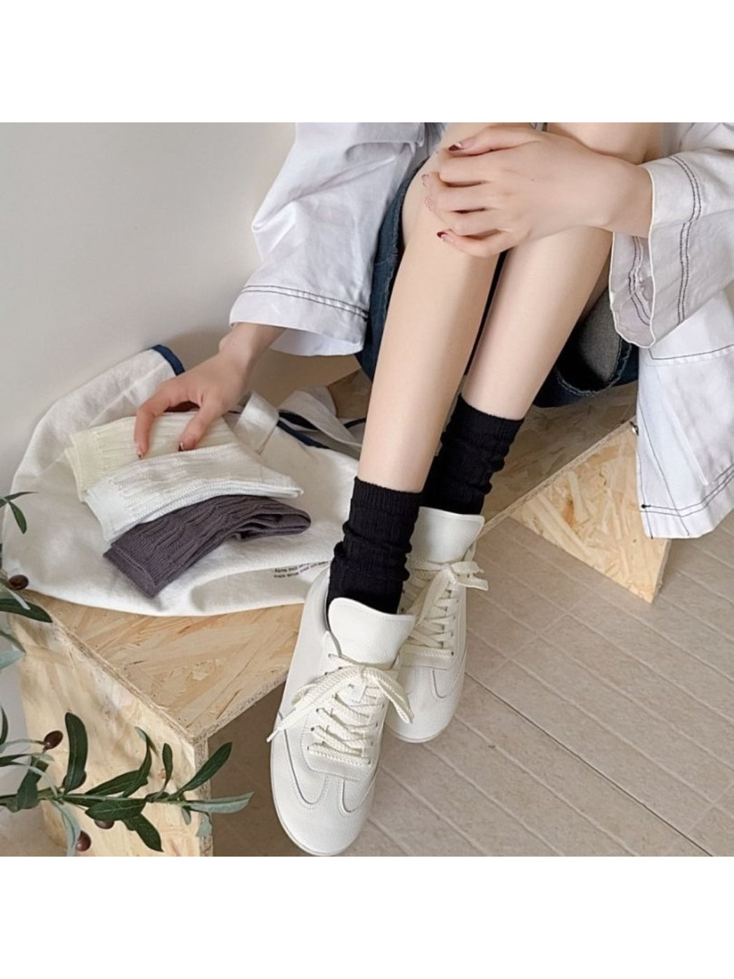 Rufia - Classic Cable Knit Crew Socks