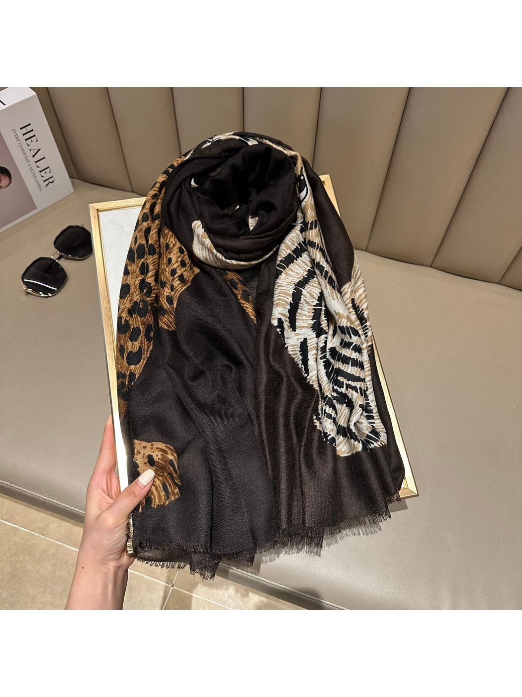Scarvii - Tiger and Cheetah Pattern Lightweight Wrap Scarf