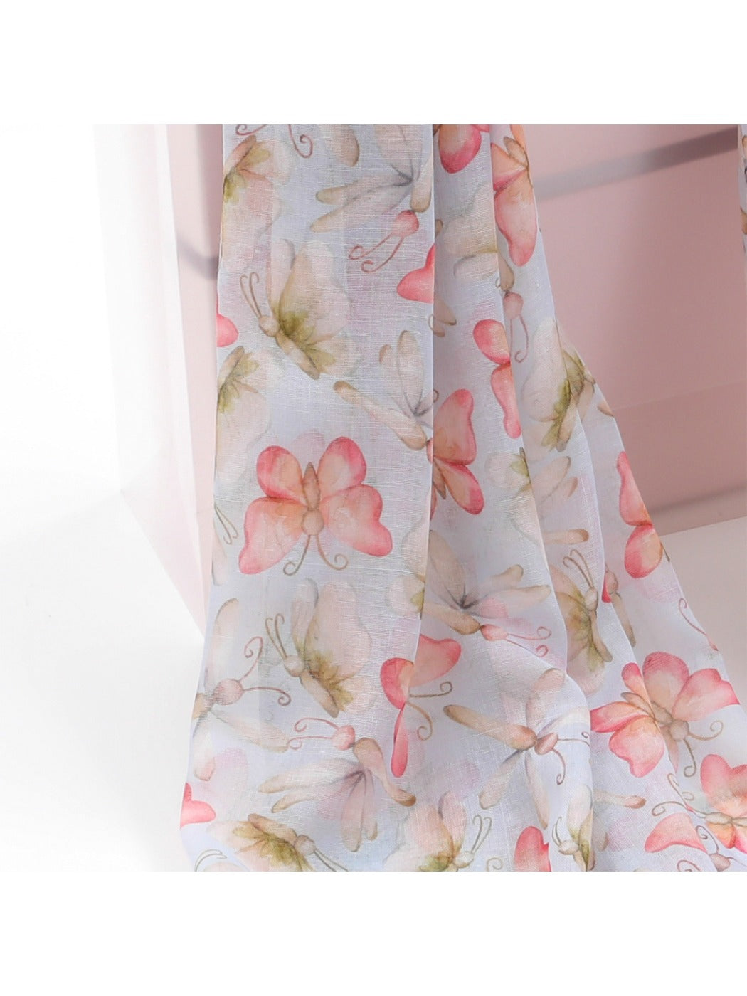Scarvii - Pink Butterfly Print Scarf