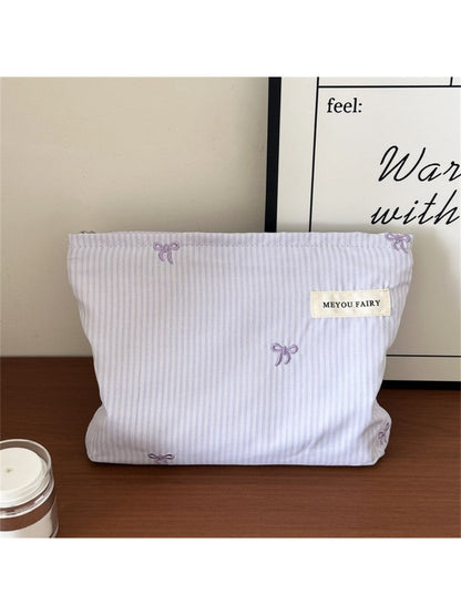 Cosbai Ribbed Stripe Makeup Pouch product image
