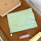 Cosbai Candy Check Makeup Bag angled to show front and side checkered design