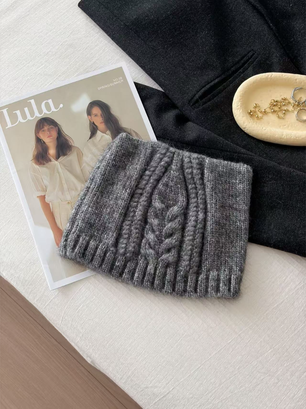Haila - Textured Cable Knit Winter Beanie Hat