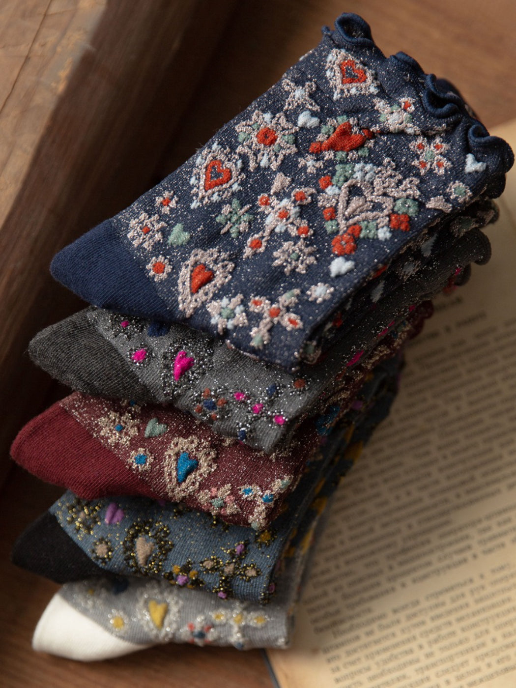 Rufia - Sweetheart Embroidered Crew Socks