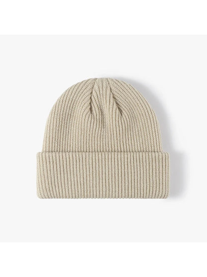 Haila - Solid Ribbed Cuffed Acrylic Knit Beanie