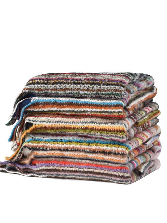 Scarvii – Striped Fringe Knit Shawl