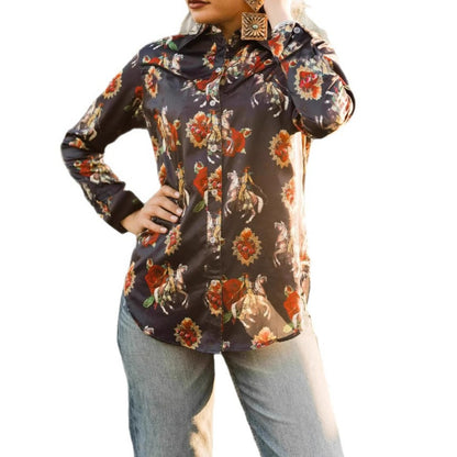 Crosa - Western Long Sleeve Urban Cowgirl Blouse