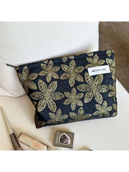 Cosbai - Elegant Floral Zippered Cosmetic Bag
