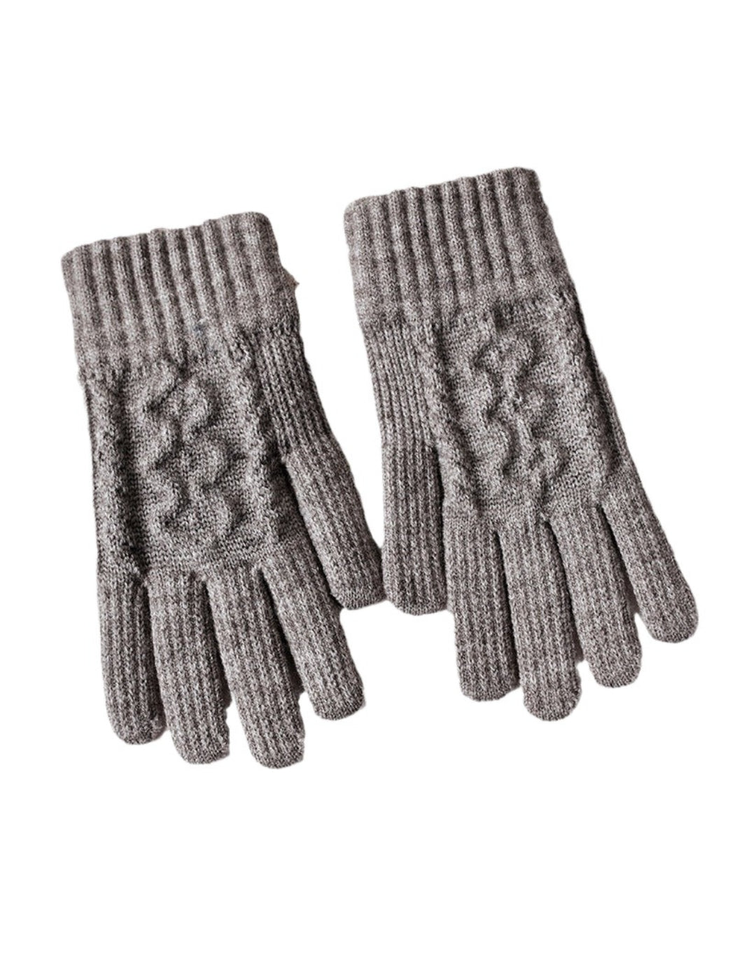 Gloving - Cable-Knit Ribbed Full Finger Gloves