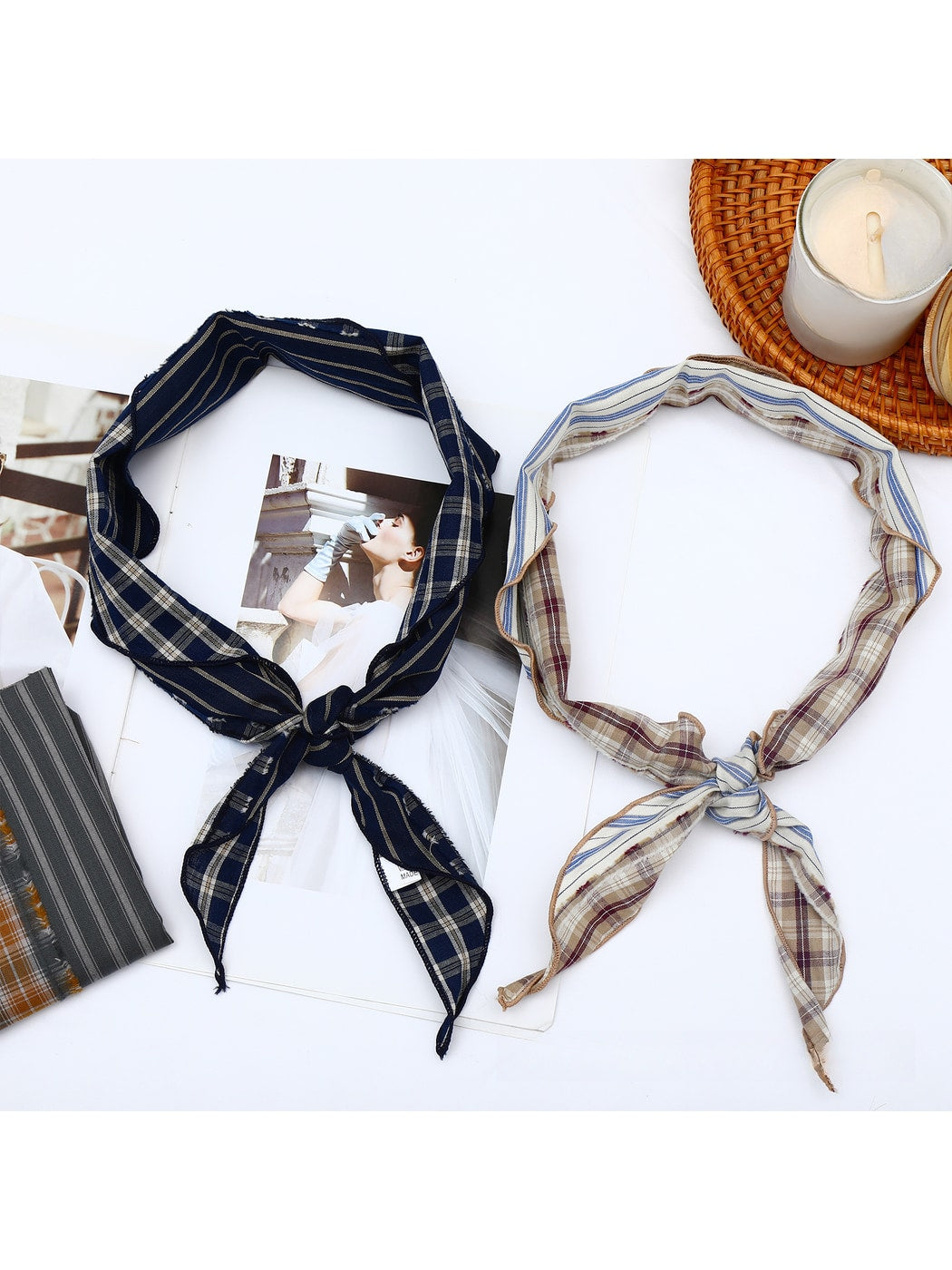 Scarvii - Geometric Printed Color-Block Triangle Bandana