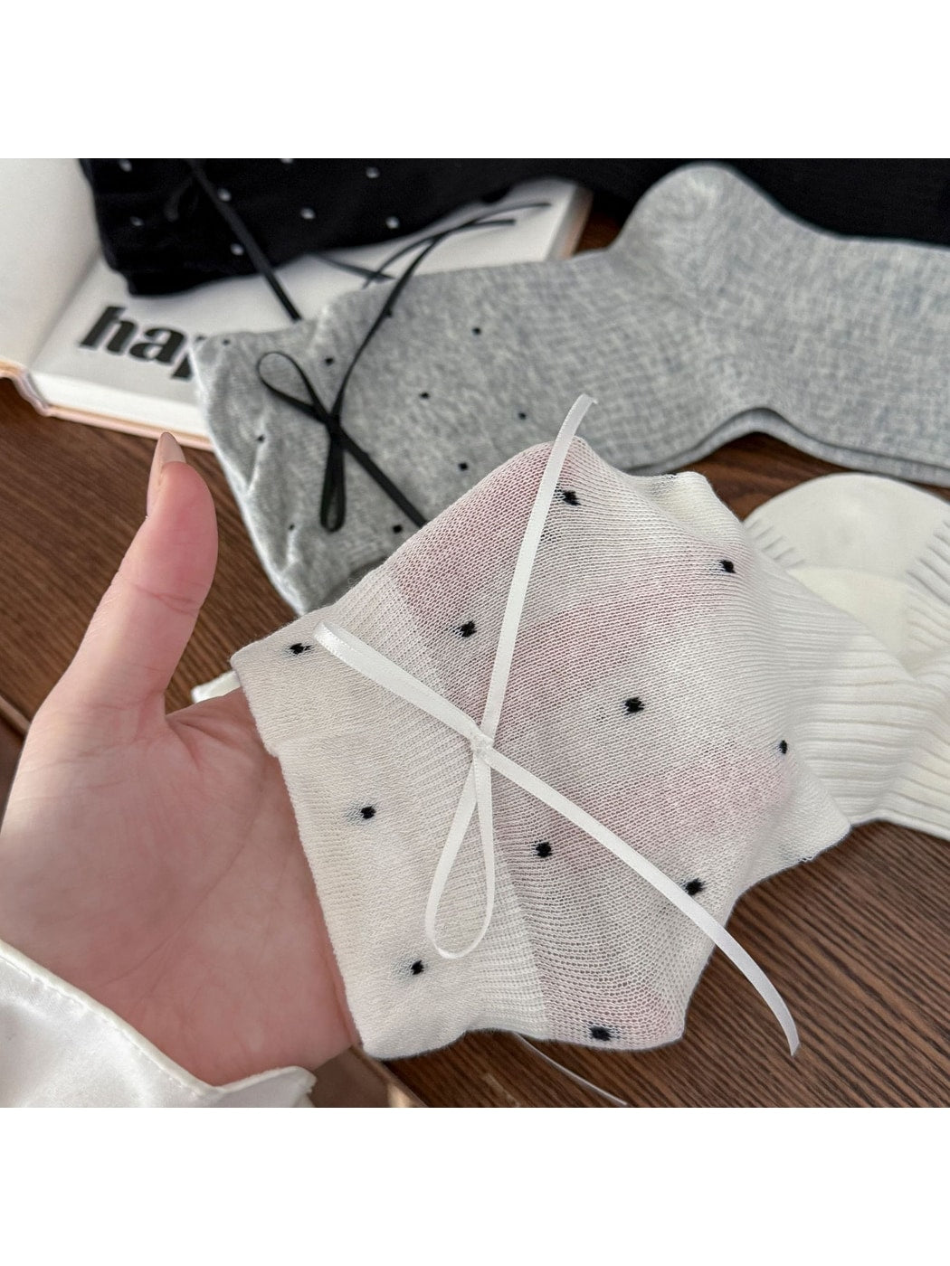 Rufia - Bow Detail Polka Dot Crew Socks