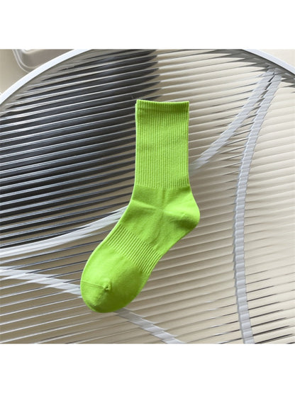 Rufia - Solid Ribbed Knit Crew Socks