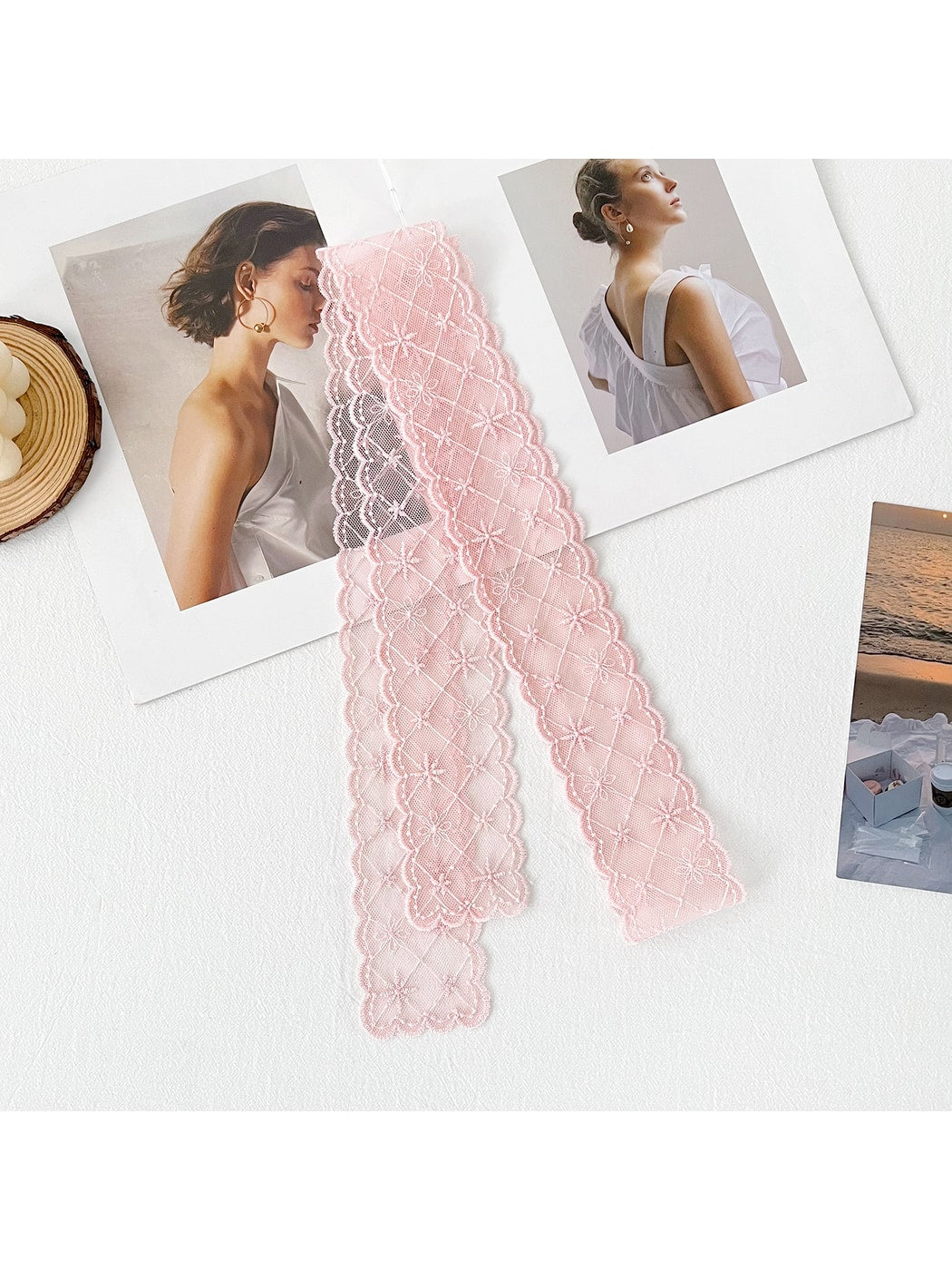Scarvii - Long Narrow Lace Decorative Scarf