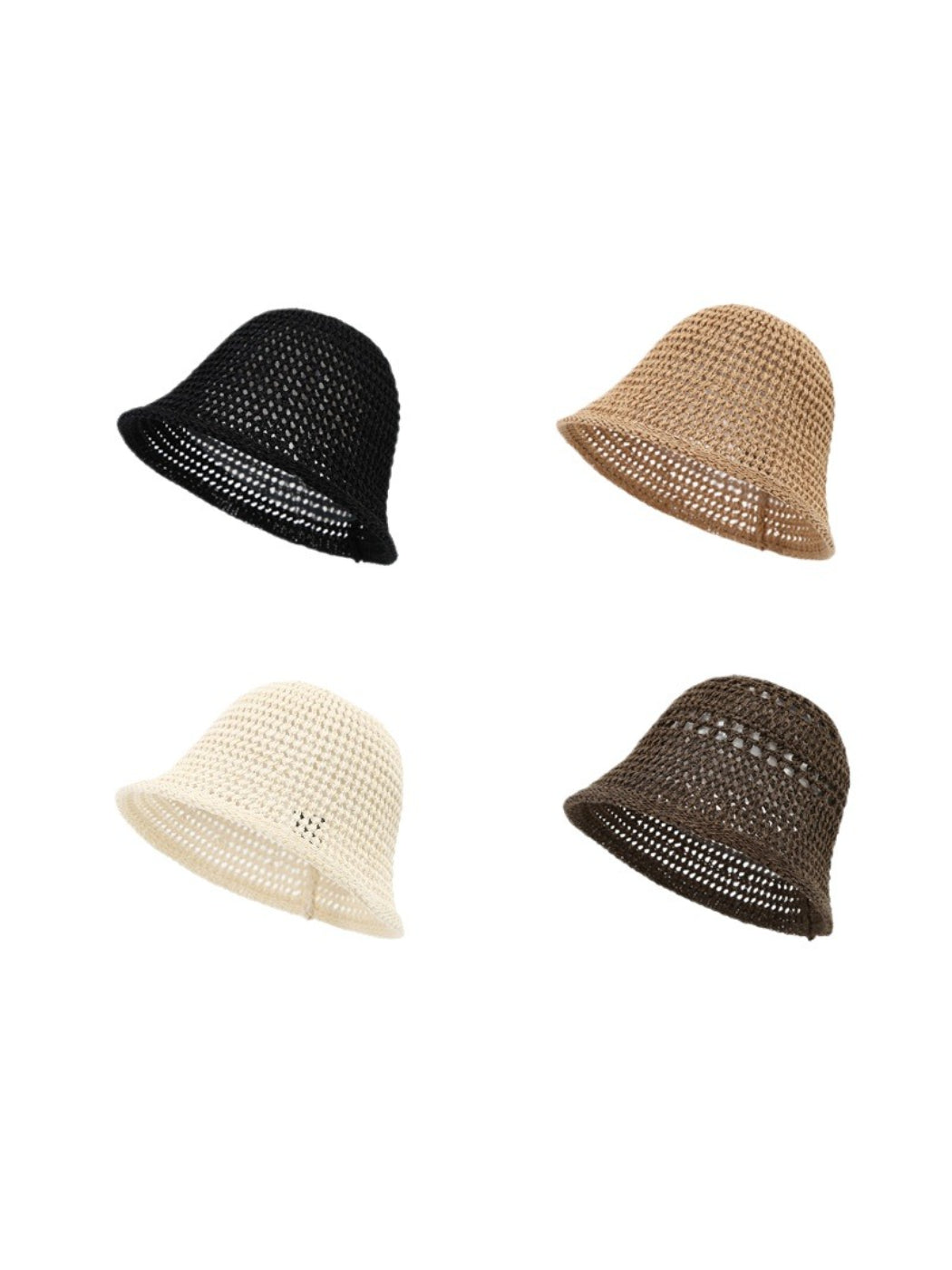 Haila casual summer bucket hat with mesh texture in light color on white background
