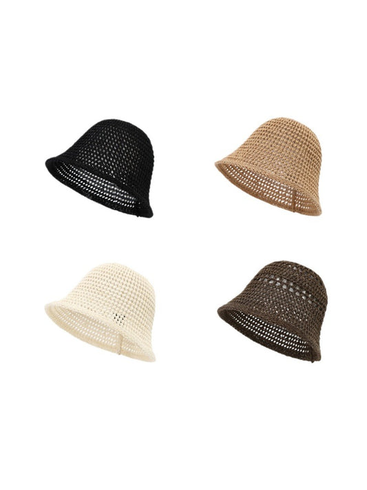 Haila casual summer bucket hat with mesh texture in light color on white background