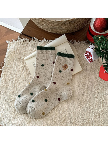 Rufia - Striped and Dot Detail Casual Crew Socks