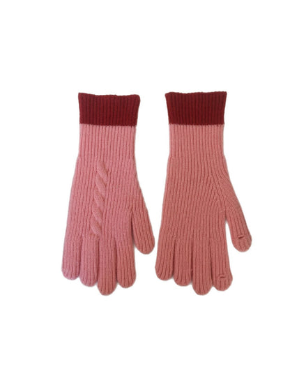 Gloving - Colorblock Cable Knit Gloves