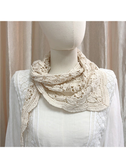 Scarvii - Vintage Floral Hollow Out Triangle Scarf