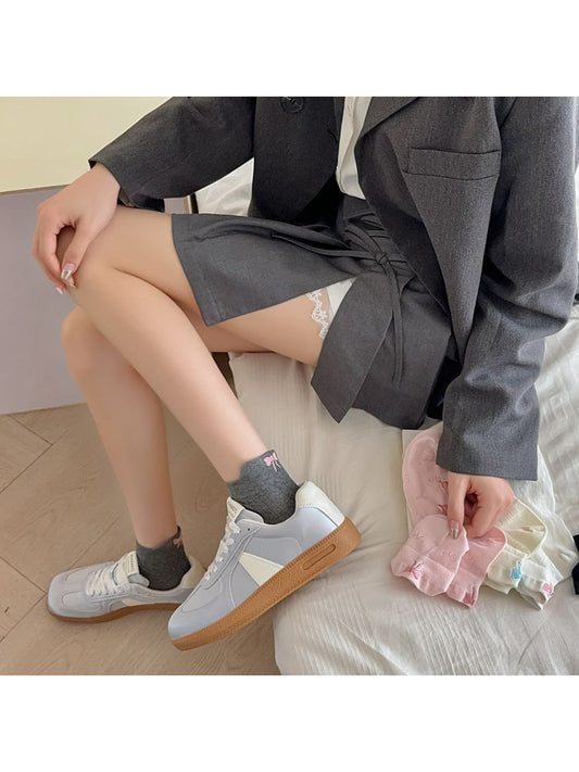 Rufia - Bow Pattern Ribbed Soft Ankle Socks product image 2
