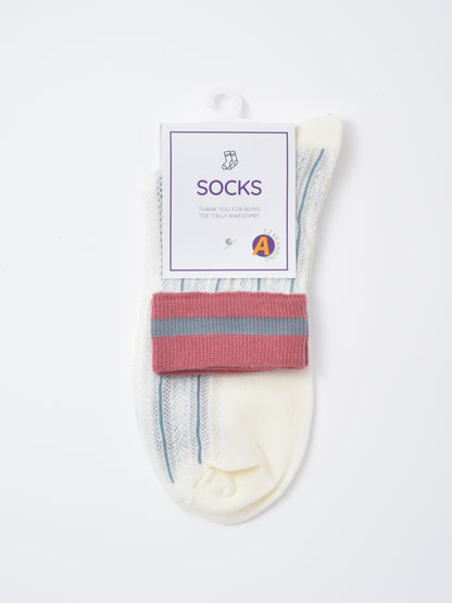 Rufia - Colorblock Mesh Knit Mid Calf Socks