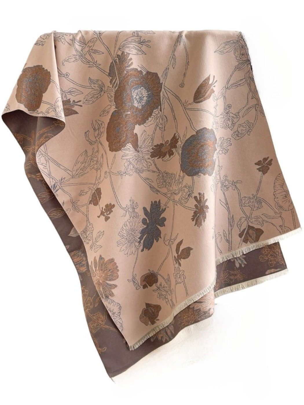 Scarvii - Reversible Vintage Floral-Plant Print Scarf Shawl