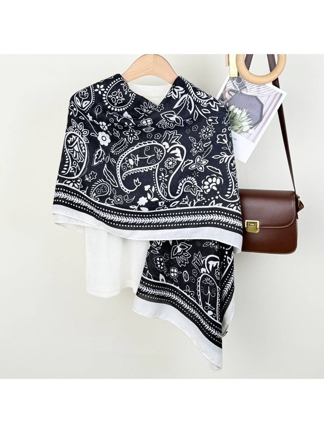 Scarvii Western Paisley Wrap Scarf folded showing intricate paisley pattern in warm tones