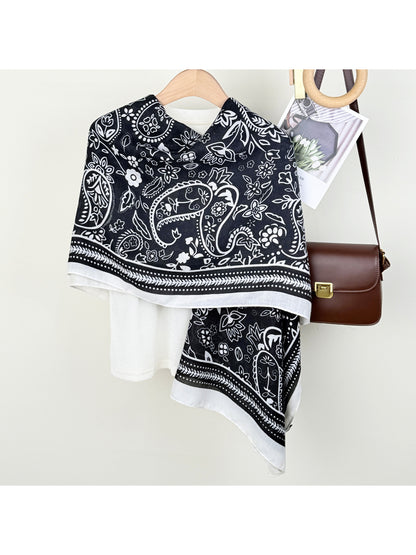 Scarvii Western Paisley Wrap Scarf folded showing intricate paisley pattern in warm tones