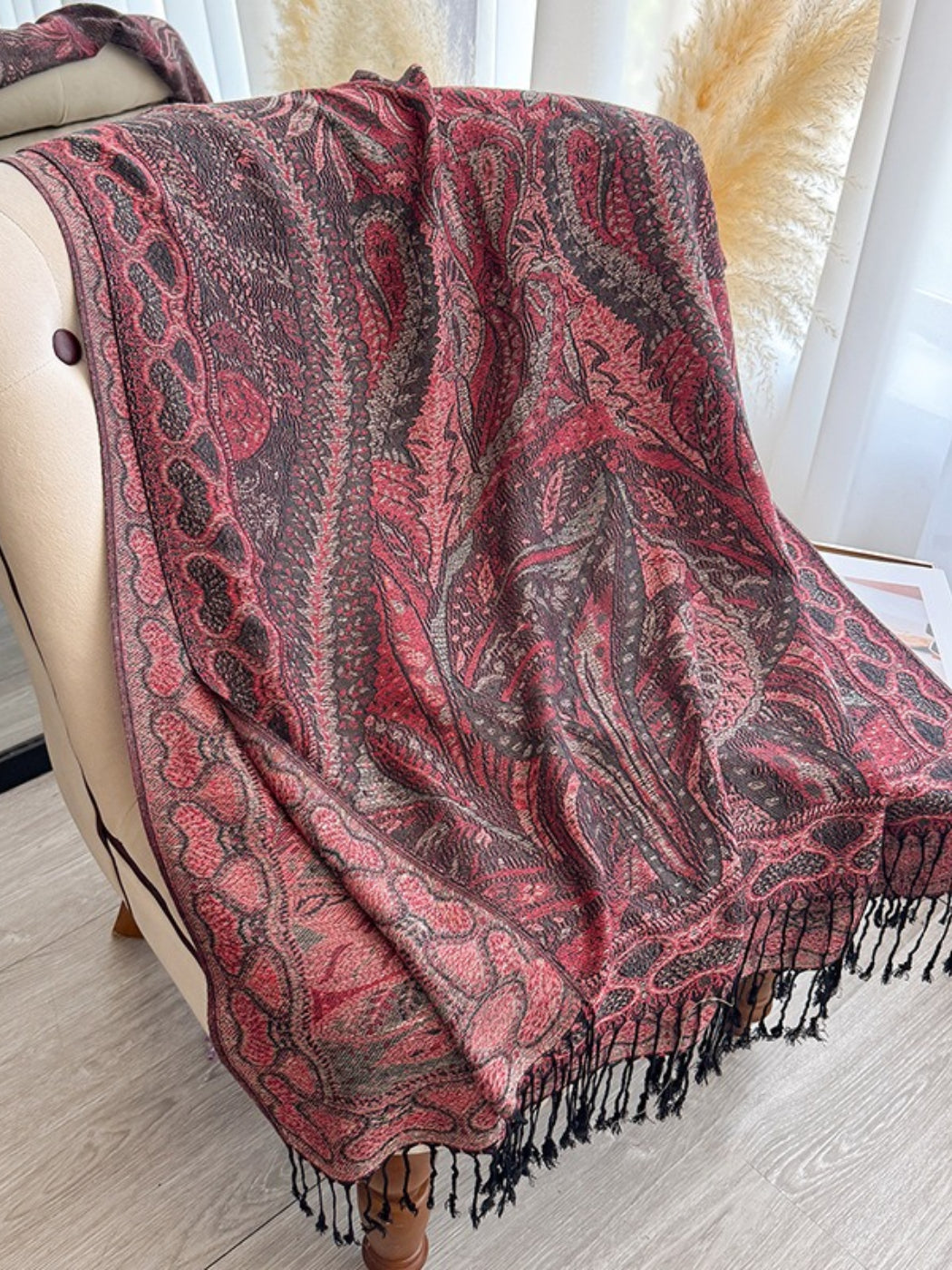 Scarvii - Oversized Paisley Fringe Scarf Wrap