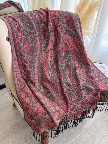 Scarvii - Oversized Paisley Fringe Scarf Wrap