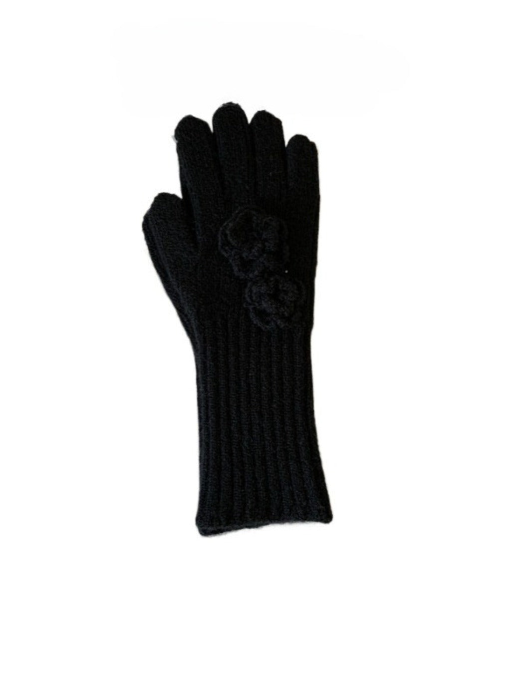 Gloving - Thickened Full-Cover Knitted Gloves with Flower