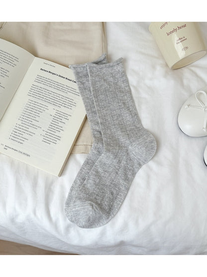 Rufia - Simple Solid Color Women's Crew Socks
