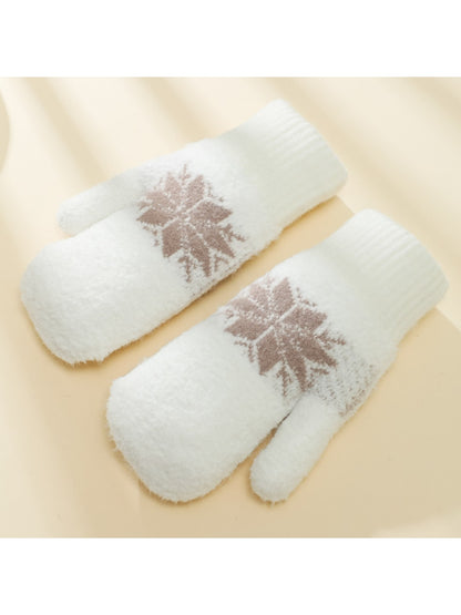 Gloving - Snowflake Fluffy Knit Women's Mittens