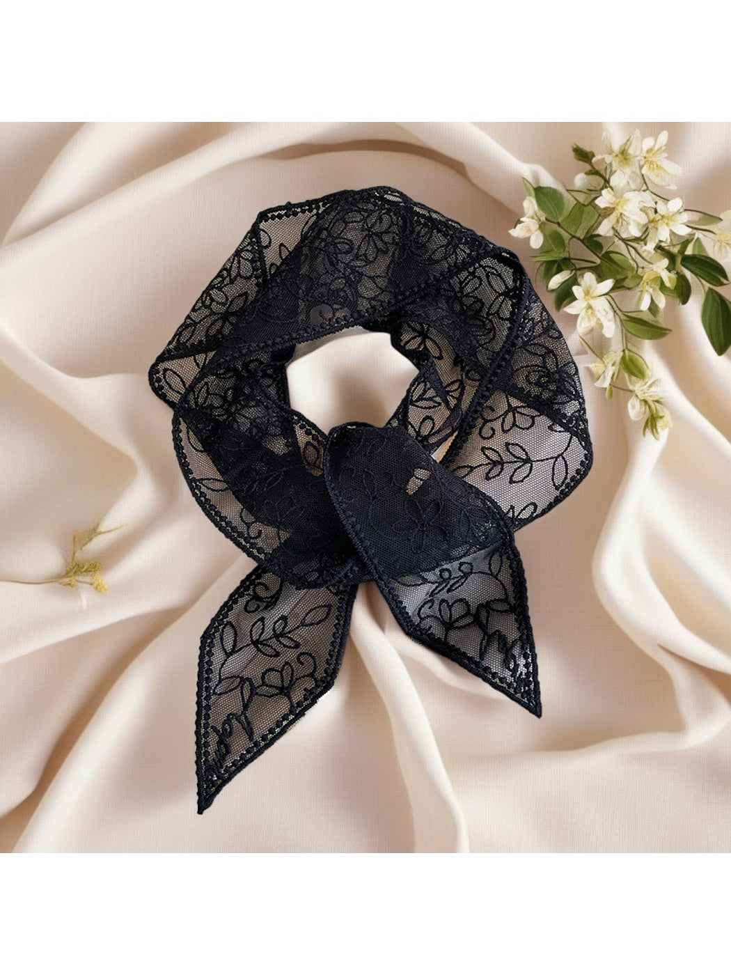 Scarvii - Sweet Floral Lace Ribbon Styling Scarf