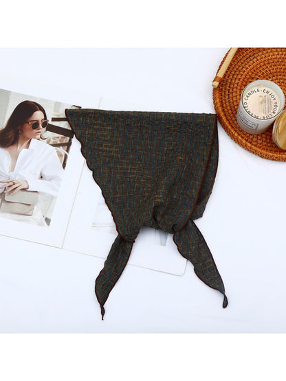 Scarvii - Elegant Checked Print Triangle Bandana