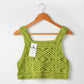 Side view of Crosa vintage crochet camisole tank top showing strap detail