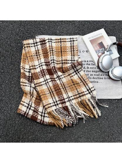 Scarvii - Vintage Plaid Fringe Winter Scarf